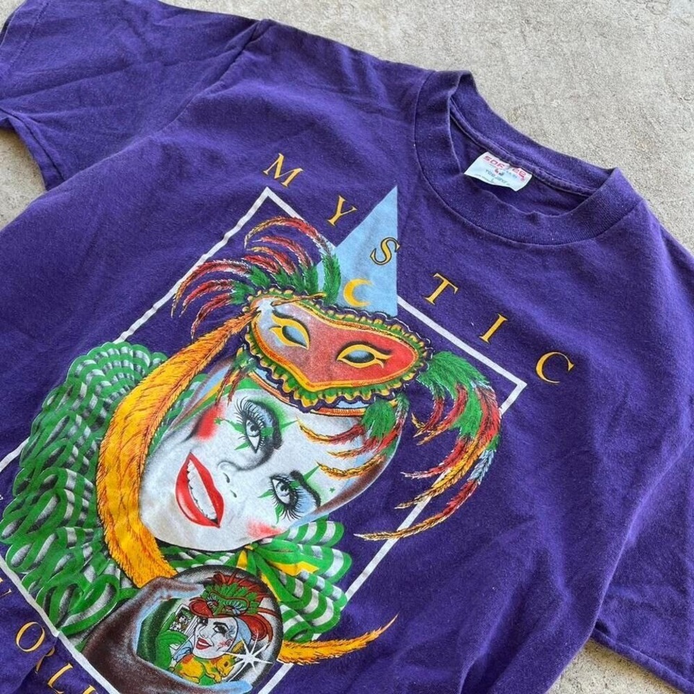 1989 mystic theater mask colorful tee